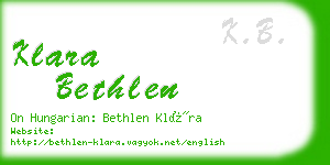 klara bethlen business card